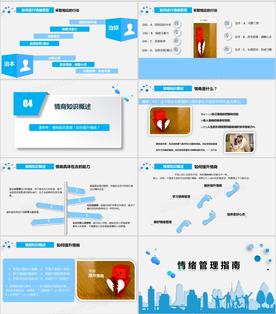 情绪管理指南心理培训作品PPT模板下载