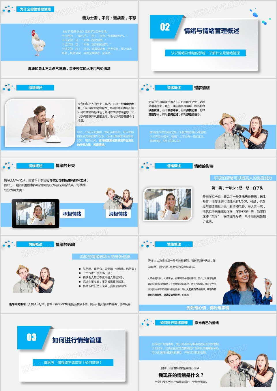 情绪管理指南心理培训作品PPT模板下载